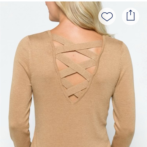 Love Ellie V-Neck Sweater in Tan - Picture 4 of 8